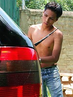 Mexican boys washing the car and getting horny and who can resist a big Mexican twink cock threesome anyway